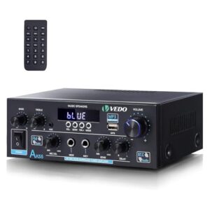AK-55 Amplificador de Áudio Bluetooth 5.0 HiFi Stereo Digital Audio Amplifier Receiver for Home Speakers (4-16Ω) System 600W Dual Channel Power Sound Amp Receiver w/AUX, FM, MIC, USB Echo (Equipamentos)