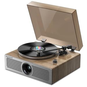 NUOBAKE Toca-discos de vinil vintage, toca-discos Bluetooth 5.1 com acionamento por correia com 5 alto-falantes embutidos, cartucho AT3600L, pré-amplificador Phono, saída RCA AUX, toca-discos (Equipamentos)