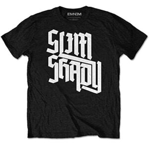 Eminem Camiseta masculina Shady Slant preta, Preto, 2X (CDs)
