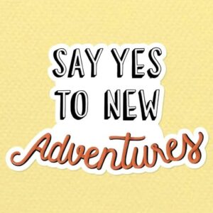 Say yes to New Adventures Adesivo Ilustração 15 cm Decalque Adesivo de Vinil Genuíno - Gráfico - Auto, Parede, Laptop, Celular, Caminhão Adesivo para Janelas, Carros, Caminhões (Discos de Vinil)