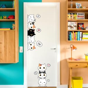 Adesivo Infantil de Gatinhos Lavável Seguro Para Porta Decoração Criativa Quarto Bebê Criança Menino Menina (Discos de Vinil)