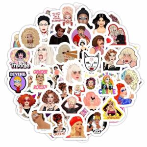 Adesivos Drag Queen para garrafa de água e laptop - lembrancinhas de festa do orgulho, decorações e presentes, decalques de vinil à prova d'água (Discos de Vinil)