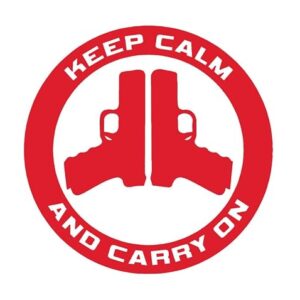 Adesivo de vinil Keep Calm and Carry On Pistols NOK |Carros Caminhões Vans Paredes Laptop| Vermelho |14 x 14 cm|NOK2046 (Discos de Vinil)