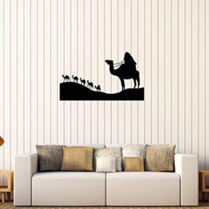 DesignToRefine Decalque de parede Camelo Saara Desert Animal Oasis Caravan Egito Vinil Adesivo Grande Decoração (ed1103) Preto (Discos de Vinil)