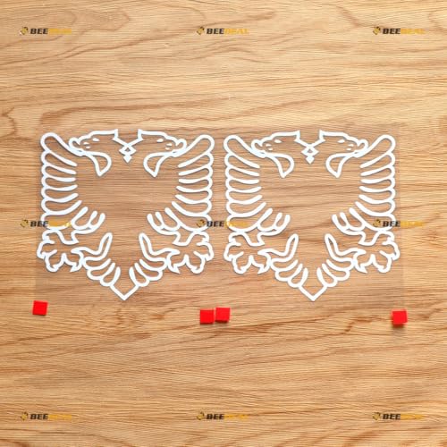 Adesivo de vinil Albanian Double Headed Eagle Albania - Pacote com 2 branco, 15 cm - para carro, barco, laptop, estilo c (Discos de Vinil)
