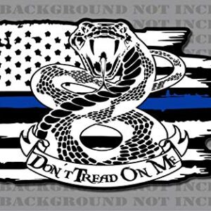 Adesivo Police Thin Blue Line Tread On Me Gadsden Cascavel Bandeira Americana (pacote com 2 5 x 9 cm) (Discos de Vinil)