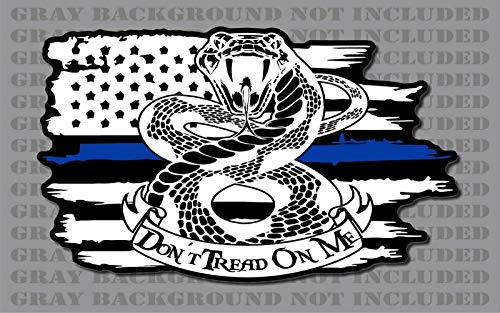 Adesivo Police Thin Blue Line Tread On Me Gadsden Cascavel Bandeira Americana (pacote com 2 5 x 9 cm) (Discos de Vinil)