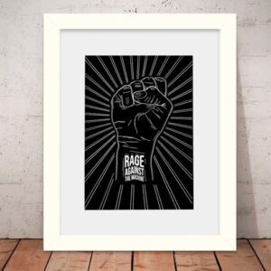 Quadro Rage Against The Machine 56x46cm Vidro Paspatur W2753 (Discos de Vinil)