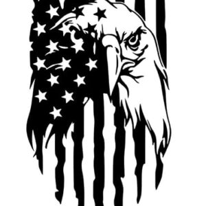 Adesivo de vinil Eagle American Flag Patriotic CCI |Carros Caminhões Vans Paredes Laptop| Preto |14 x 8,4 cm | CCI3146 (Discos de Vinil)