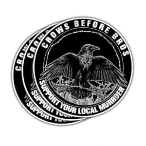 (3 peças) Adesivos Crows Before Bros, adesivos Support Your Local Murder Crow para mulheres góticas e bruxas, adesivos de vinil de corvo de humor negro para laptops, garrafas de água e diários (Discos de Vinil)