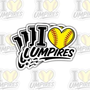 (4 peças) Adesivo de vinil I Love Umpires Softball Heart para laptops presentes (Discos de Vinil)