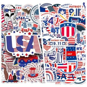 100 adesivos do Dia da Independência - Decalques de vinil à prova d'água 4 de julho para laptop Hydro Flask Bagagem - EUA Patriotic Star Spangled Banner & Eagle Graffiti Pack - Decoração DIY (Discos de Vinil)