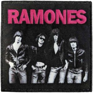Ramones Band Photo Woven Patch tamanho acessório tamanho preto, Preto, Accessory Size (CDs)