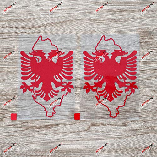 2X adesivo vermelho de 12 cm Albânia Eagle mapa contorno decalque adesivo de vinil de carro albanês cortado no bkgrd estilo b (Discos de Vinil)
