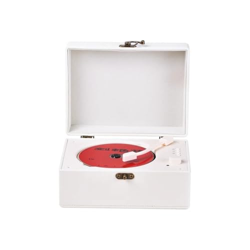 Vintage Leather CD Player with Built-in Speakers, Bluetooth 5.0 Portable Rechargeable Lossless Audio Support USB Playback(White) (Equipamentos)