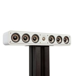 Polk Audio Alto-falante de canal central fino Elite ES35 – Certificado de áudio de alta resolução, compatível com Dolby Atmos e DTS:X, 1 "Tweeter e (6) Woofers de 7,5 cm, porta de alimentação dupla para graves sem esforço, elegante branco lavado (Equipamentos)