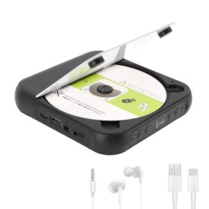VBESTLIFE CD Player Portátil Com Bluetooth 5.3, CD Player Recarregável Com Fones de Ouvido, Alto -falantes HiFi, CD/aux/USB, para Carro Em Casa (Equipamentos)