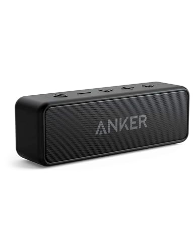 Anker soundcore 2 Caixa de Som Bluetooth Portátil com 12W de Som Estéreo, Bluetooth 5, BassUp, à Prova d'Água IPX7, 24 Horas de Reprodução, Emparelhamento Estéreo Sem Fio, Ideal para Casa e Viagens (Equipamentos)