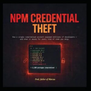 NPM CREDENTIAL THEFT: Supply-Chain Worms, a Rogue AI Agent, and the Outage That Stopped GitHub — A Developer’s Survival Story (The Imperfect Action Series) - Father of Marcus, Fred (CDs)