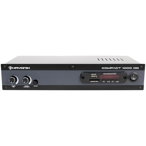 HAYONIK, Amplificador 4 canais, Entrada Óptica, 80W RMS, Bluetooth, USB, Rádio FM, Entrada para Microfone, Equalizador - Compact 1000 OD (Equipamentos)