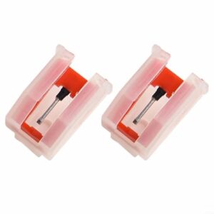 Agulha de substituição para toca-discos para toca-discos LP – Cartucho Stylus compatível com toca-discos de vinil, pacote com 2 ou 4 unidades (vermelho, plástico (2 peças) (Equipamentos)
