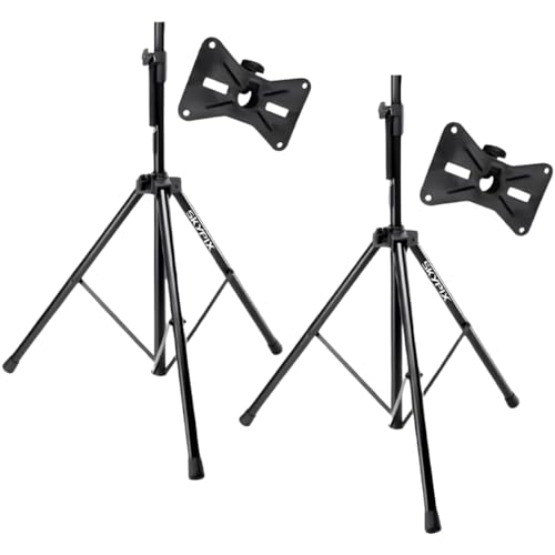 Kit 2 Suporte de Caixa de Som Tripé Ajustável - Pedestal Reforçado para Caixas Ativas e Passivas (Equipamentos)