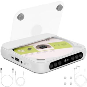 Mini CD Player Portatil, 2000mAh, Compatível com Fones de Ouvido Toca CD, Pode Ser Levado com Você, Alto-Falantes Duplos Integrados (Equipamentos)