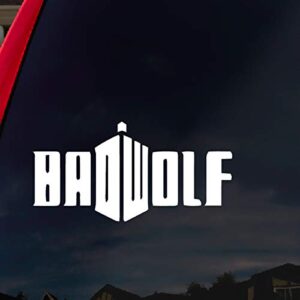 SoCoolDesign Adesivo decalque de vinil Bad Doctor DW Wolf Police Box Car Window (15 cm branco) (Discos de Vinil)