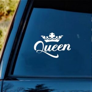 Pacote com 2 adesivos de vinil Queen Grown Funny para carro caminhão janela para-choque autoadesivo 14 x 10 cm (Discos de Vinil)