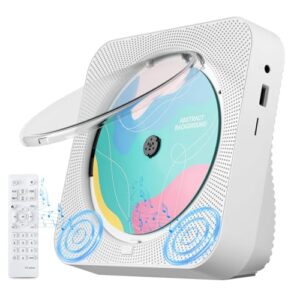 Leitor de CD portátil com Bluetooth para casa com alto-falantes de som HiFi, mini leitor de CD fofo para crianças, controle remoto, capa contra poeira, tela de LED, rádio FM Boombox (branco) (Equipamentos)