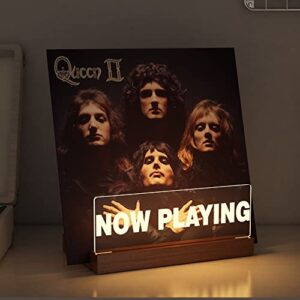 Lampeez Suporte Para Discos De Vinil Com Iluminação Led "Now Playing", Feito De Madeira E Acrílico, Ideal Para Exibir Álbuns De Vinil E Armazenar Sua Coleção. Possui Luzes De Cor Branca Quente. (Discos de Vinil)