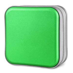 Siveit Estojo de CD/DVD com capacidade 40 compartimentos portáteis com zíper para CD carteira de plástico rígido DVDs organizador de fichário para carro em casa escritório viagem (capacidade 40, verde) (CDs)