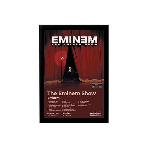 BLINKART Molduras de parede Eminem- The Eminem Show | Arte de parede para quarto, sala de estar, estúdio ou escritório | Impressão de capa de álbum com código QR Spotify Song Link | Presente para fãs (Discos de Vinil)
