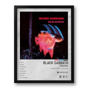 Quadro com Moldura Spotify Álbum Paranoid Black Sabbath - Tam. 33x43cm (Discos de Vinil)