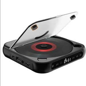 Leitor de CD portátil com transmissor Bluetooth 5.3, bateria recarregável de 2000mAh, alto-falantes duplos HiFi integrados, compatível com CD/USB/AUX, tela LCD (Equipamentos)
