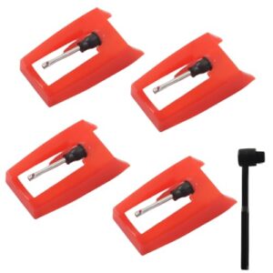 HARSKIYER Pacote com 4 agulhas de disco com escova de limpeza, substituição universal de caneta de rubi para mais toca-discos de cartucho, substituição de agulhas de toca-discos para som nítido (Equipamentos)