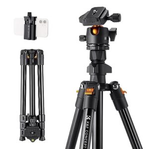 K&F Concept Tripé de viagem para câmera de 162,99 cm para DSLR tripé portátil de viagem de alumínio com cabeça esférica panorâmica de 360 graus, liberação rápida com bolsa de armazenamento, carga (Equipamentos)