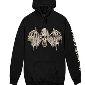 Avenged Sevenfold Moletom com capuz unissex adulto Avenged Sevenfold Official Merch com caveira alada, Preto, GG (CDs)