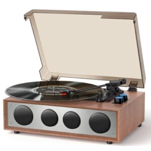 Toca-discos de vinil com 4 alto-falantes, força de rastreamento ajustável (Equipamentos)