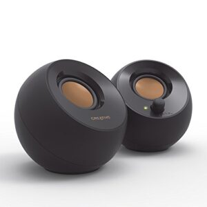 Creative Fonte de alimentação USB Pebble com alto-falante ativo de 4,4 W, saída potente, driver ascendente de 45 °, drivers passivos de graves pesados, preto (Equipamentos)