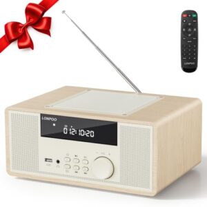 LONPOO Sistema estéreo de micro CD para casa, áudio compacto de 30 W RMS com Bluetooth, rádio FM, reprodução USB/AUX, tecnologia de som DSP e controle remoto (Equipamentos)