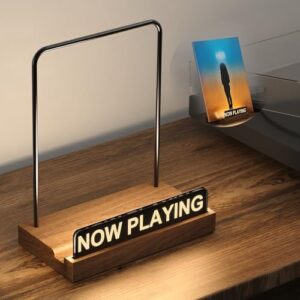 KORRTFID Suporte de disco de vinil, suporte para exibição de álbum iluminado, exibição de disco de vinil, suporte para leitor de álbum com acrílico à prova de impressões digitais, luz branca quente (Discos de Vinil)