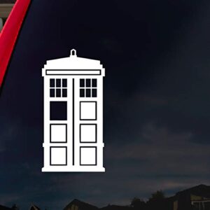 SoCoolDesign Adesivo de vinil branco Doctor DW Police Box Who para janela de carro 15 cm de altura (branco) (Discos de Vinil)