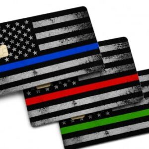 First Responder Debit Card Skin 3-Pack | Blue Line, Red Line & Green Line Card Wrap Set | Police, Firefighter & EMS Support | Credit Card Vinyl Skins (Discos de Vinil)