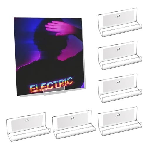 Kalami Pacote com 6 suportes para discos de vinil autoadesivos, prateleiras de acrílico para exibição de capas de álbuns LP CD Book Pictures Frame (Discos de Vinil)