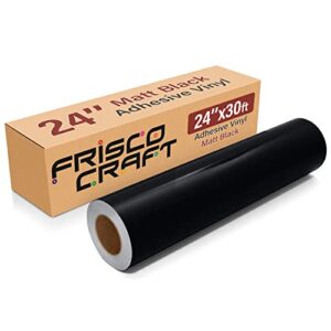 Frisco Craft Vinil permanente preto fosco – Rolo de vinil preto de 60,96 cm x 9,16 m, folhas adesivas de vinil compatíveis com Silhouette e camafeu (Discos de Vinil)