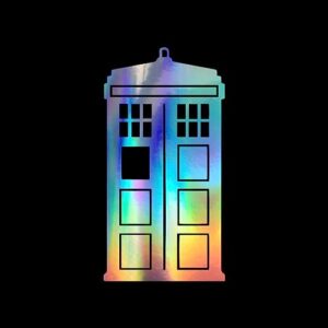 DW Police Box Who Adesivo de Vinil Branco Notebook Janela de Carro Laptop 7,6 cm x 15,2 cm (Holográfico) (Discos de Vinil)