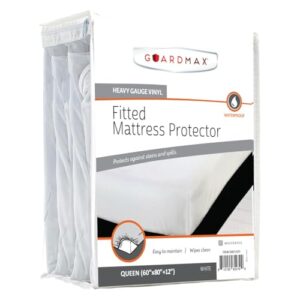Guardmax Protetor de colchão Queen de vinil de calibre pesado – Capa de colchão à prova d'água e à prova de poeira com bolsos elásticos – lençol com elástico macio, confortável e silencioso à prova (Discos de Vinil)