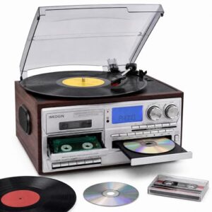 Toca-Discos Retrô, Sistema De áUdio Tudo-Em-Um Com Leitor De Cd e Alto-Falantes EstéReo, 3 Velocidades (33⅓, 45, 78 Rpm), Entrada Auxiliar E SaíDa De áUdio, Toca-Discos Retrô PortáTil, Marrom (Equipamentos)