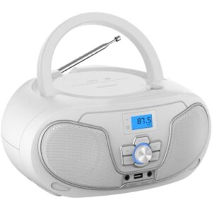 Philips Boombox para leitor de CD, aumento dinâmico de graves com Bluetooth, rádio FM, reprodução USB e entrada AUX, Boombox de CD portátil com carregamento superior, alto-falantes duplos de som (Equipamentos)